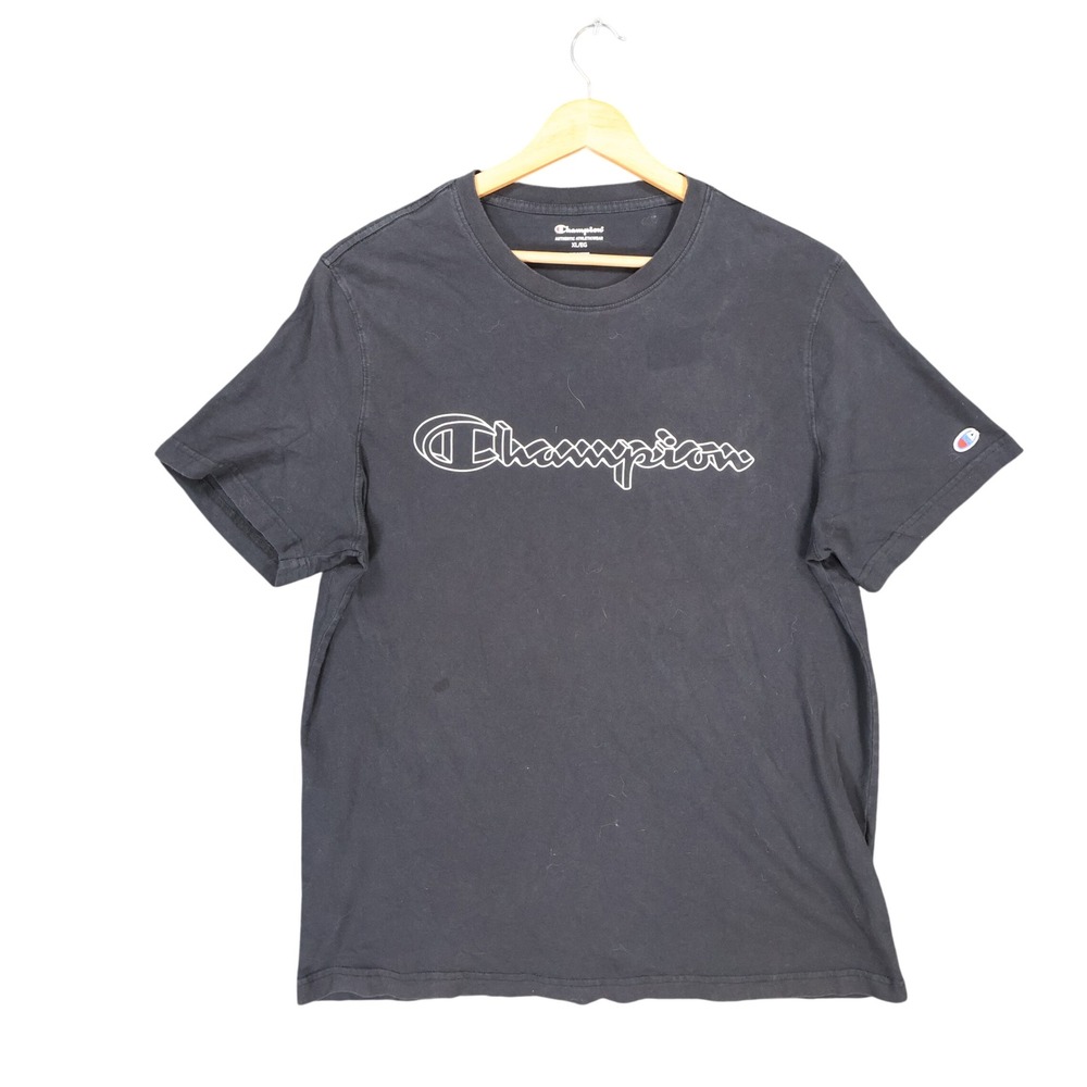 Champion T Shirt Mens XL Black Excellent Script Logo Graphic‎ Tee - Picture 1 of 12